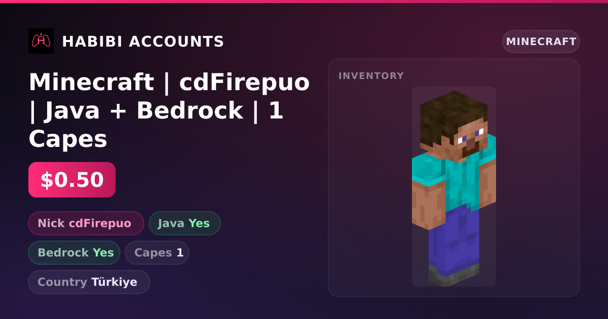 Minecraft | cdFirepuo | Java + Bedrock | 1 Capes — HabibiAccounts
