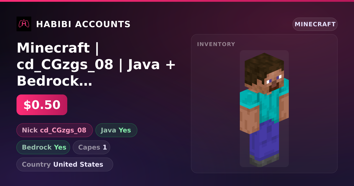 Minecraft | cd_CGzgs_08 | Java + Bedrock | 1 Capes — HabibiAccounts