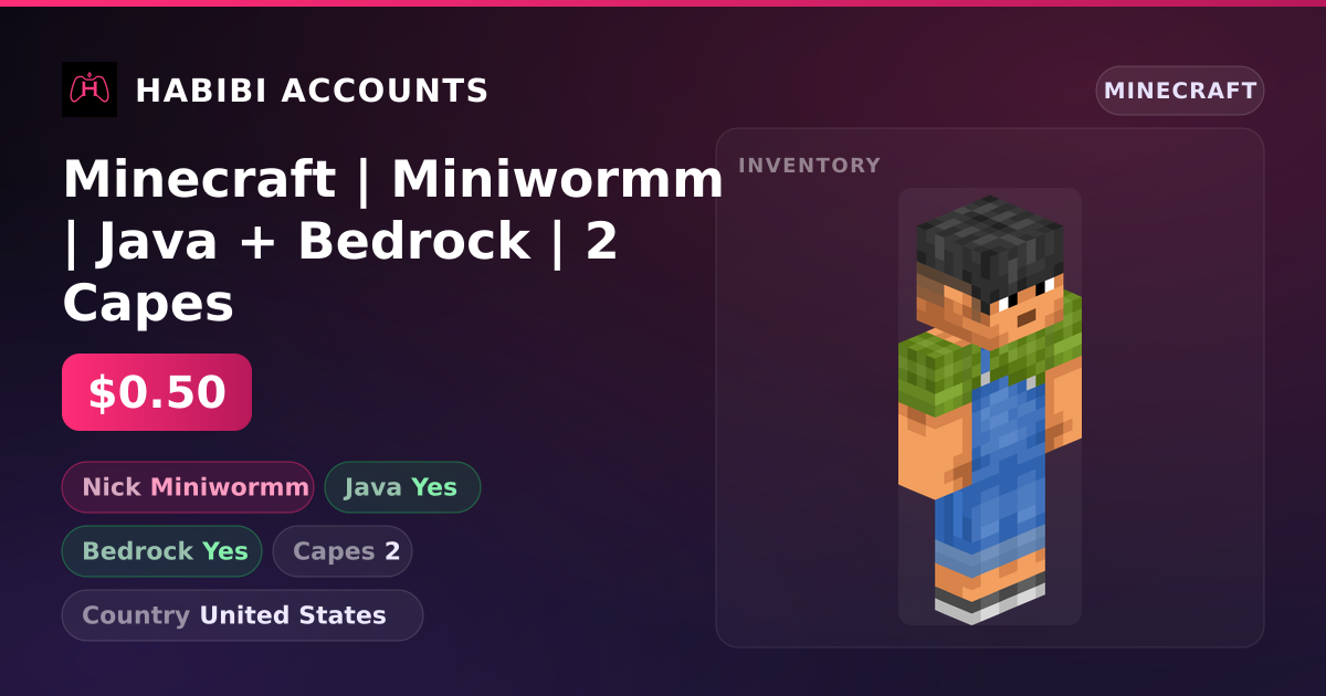 Minecraft | Miniwormm | Java + Bedrock | 2 Capes — HabibiAccounts
