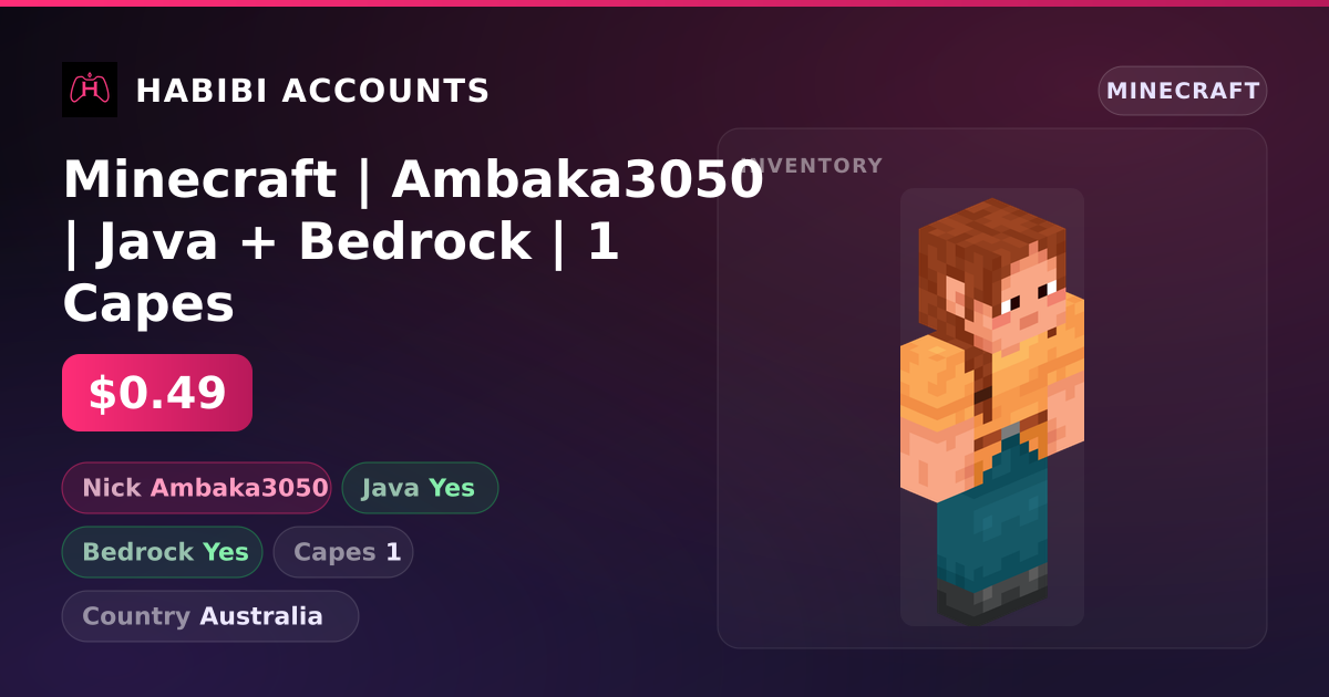 Minecraft | Ambaka3050 | Java + Bedrock | 1 Capes — HabibiAccounts