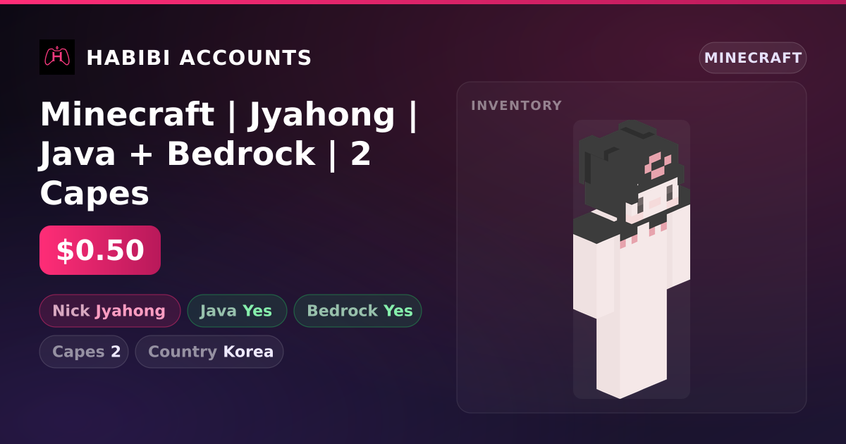 Minecraft | Jyahong | Java + Bedrock | 2 Capes — HabibiAccounts