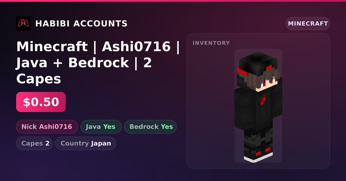Minecraft | Ashi0716 | Java + Bedrock | 2 Capes — HabibiAccounts