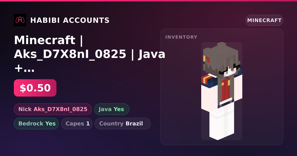 Minecraft | Aks_D7X8nI_0825 | Java + Bedrock | 1 Capes — HabibiAccounts