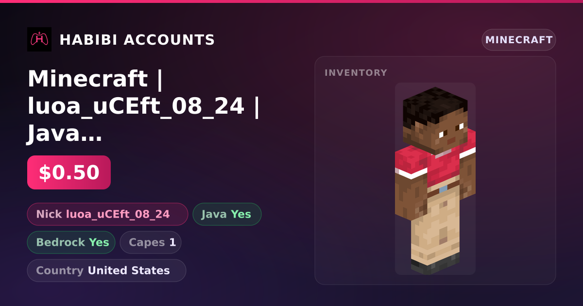 Minecraft | luoa_uCEft_08_24 | Java + Bedrock | 1 Capes — HabibiAccounts