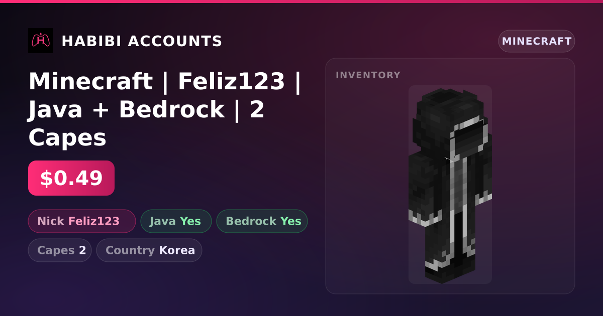 Minecraft | Feliz123 | Java + Bedrock | 2 Capes — HabibiAccounts