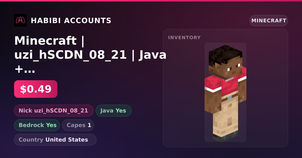 Minecraft | uzi_hSCDN_08_21 | Java + Bedrock | 1 Capes — HabibiAccounts