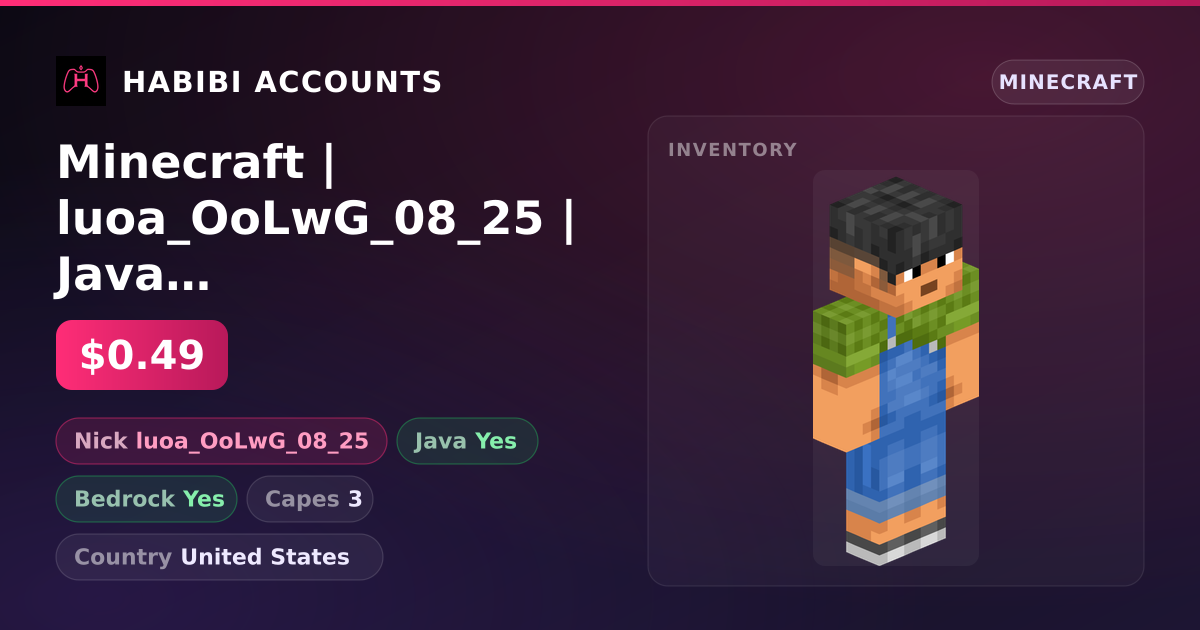 Minecraft | luoa_OoLwG_08_25 | Java + Bedrock | 3 Capes — HabibiAccounts