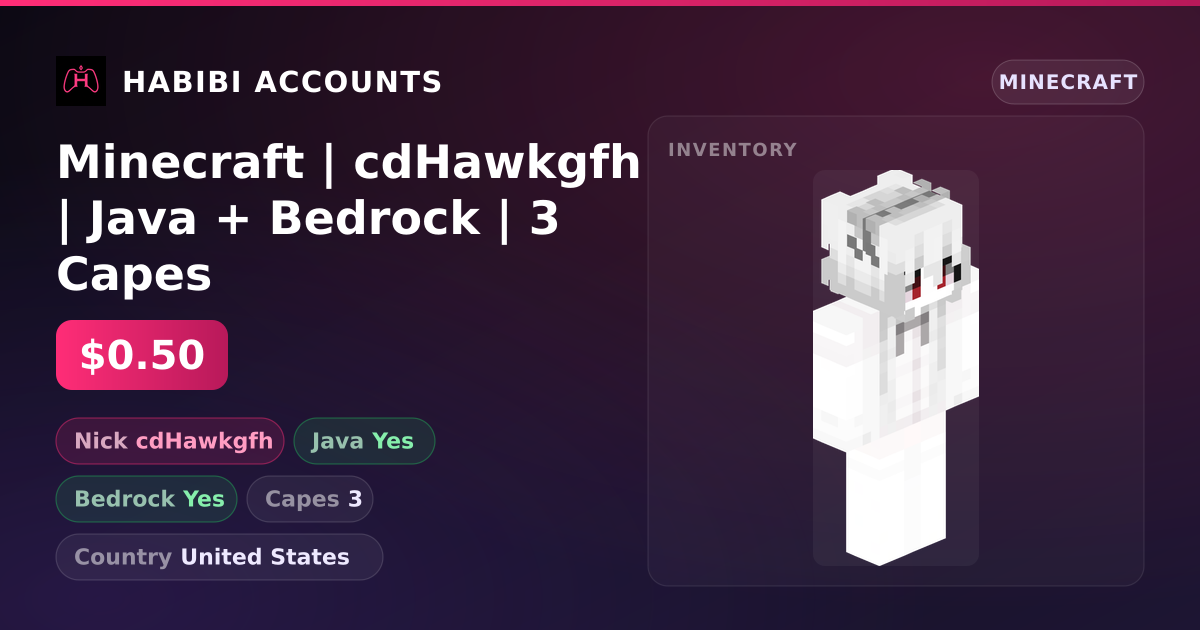 Minecraft | cdHawkgfh | Java + Bedrock | 3 Capes — HabibiAccounts