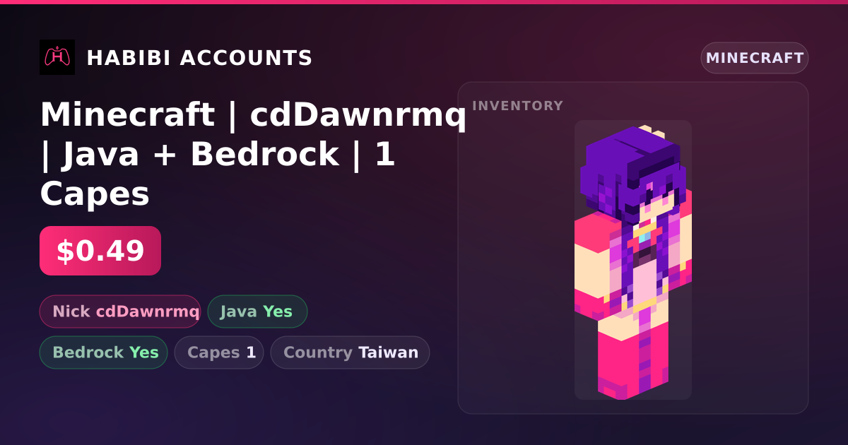 Minecraft | cdDawnrmq | Java + Bedrock | 1 Capes — HabibiAccounts