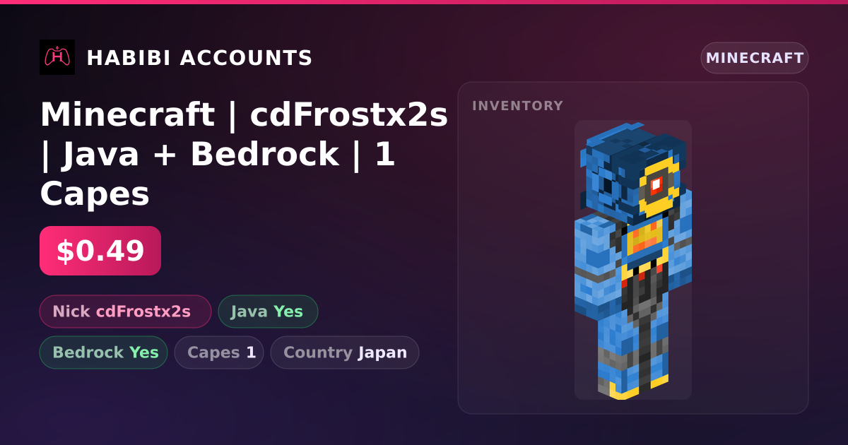 Minecraft | cdFrostx2s | Java + Bedrock | 1 Capes — HabibiAccounts