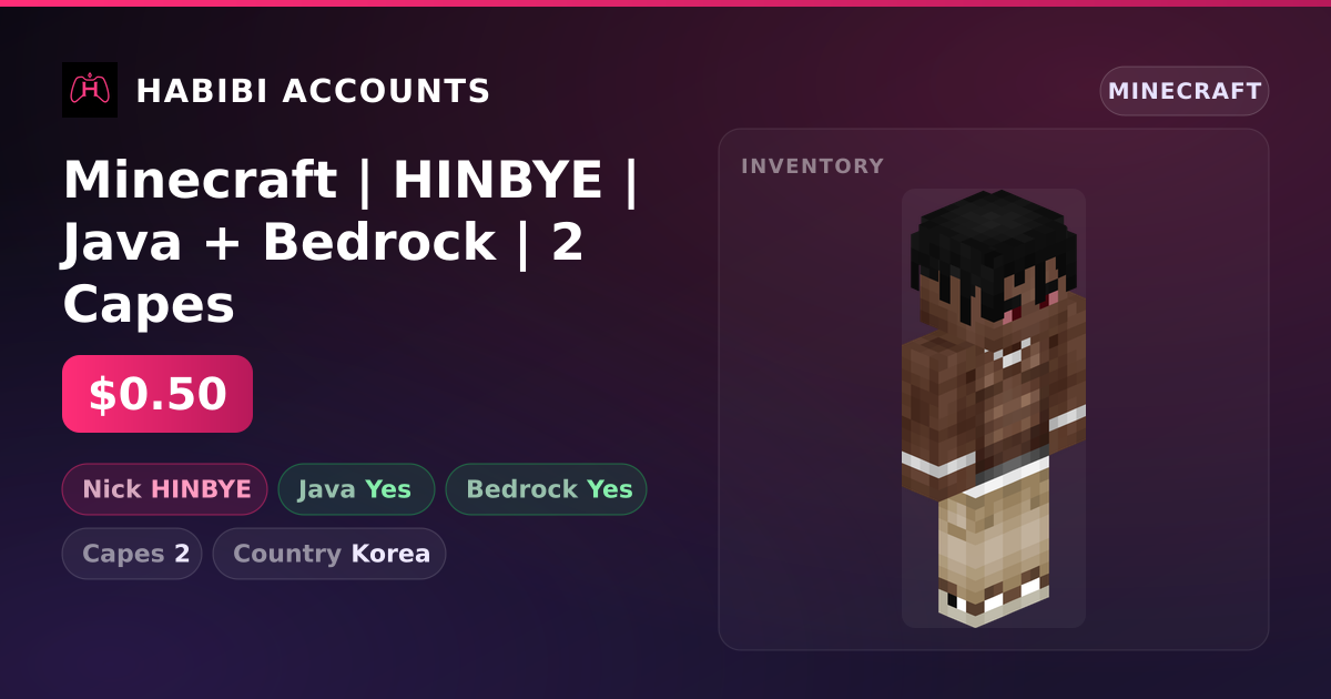 Minecraft | HINBYE | Java + Bedrock | 2 Capes — HabibiAccounts