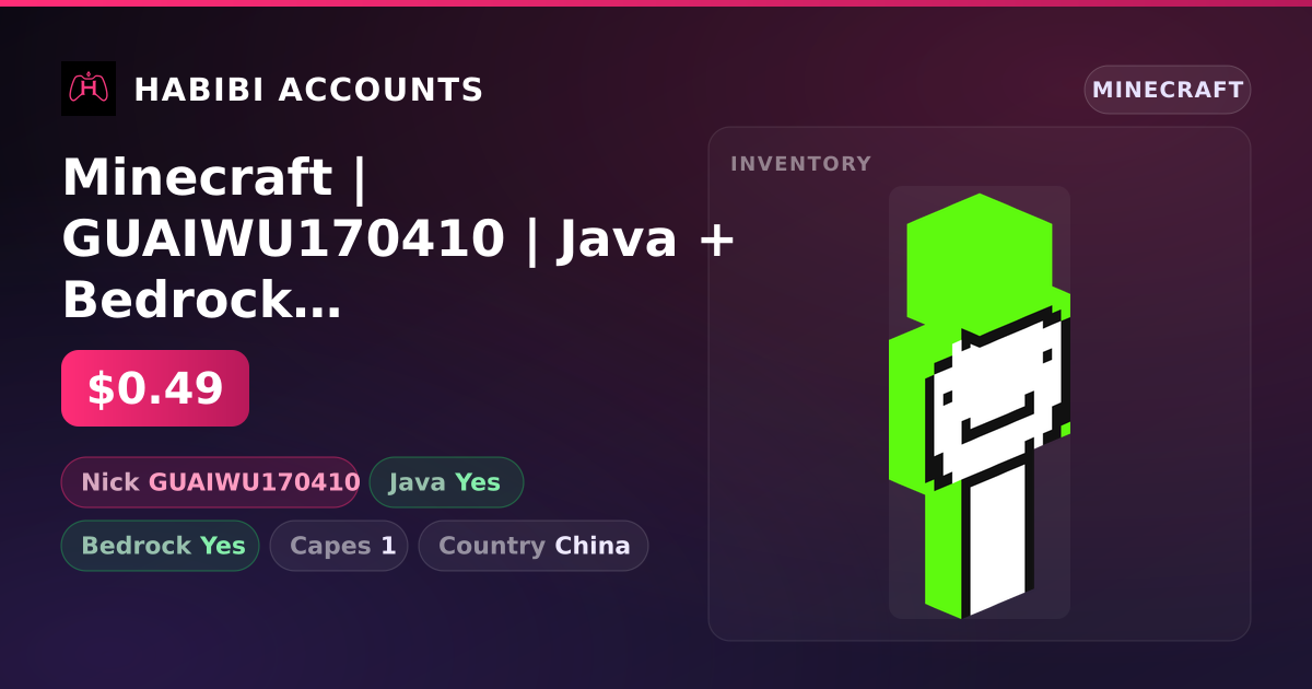 Minecraft | GUAIWU170410 | Java + Bedrock | 1 Capes — HabibiAccounts