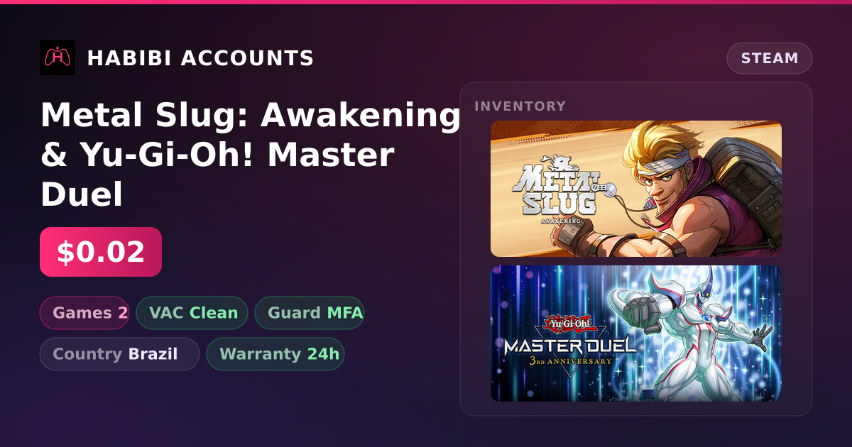 Metal Slug: Awakening & Yu-Gi-Oh! Master Duel — HabibiAccounts