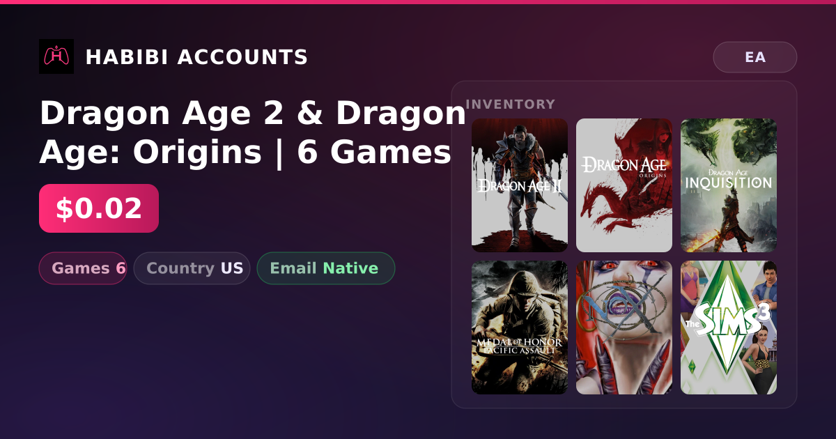 Dragon Age 2 & Dragon Age: Origins | 6 Games — HabibiAccounts