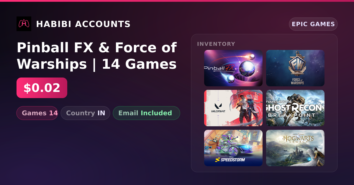 Pinball FX & Force of Warships | 14 Games — HabibiAccounts