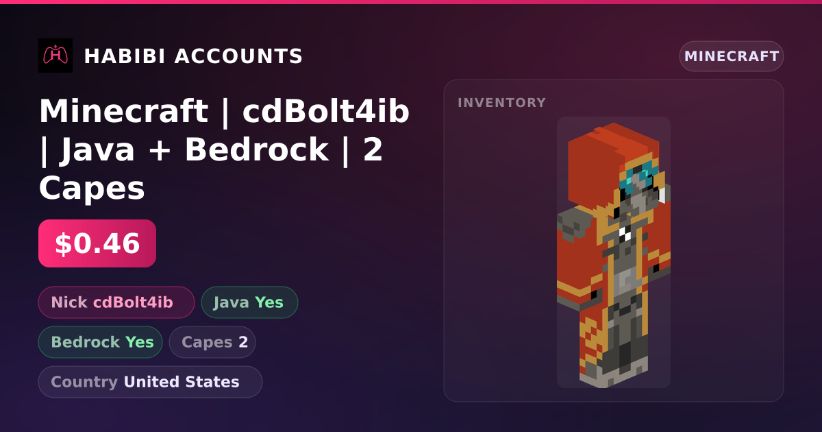 Minecraft | cdBolt4ib | Java + Bedrock | 2 Capes — HabibiAccounts