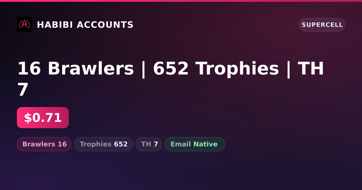 16 Brawlers | 652 Trophies | TH 7 — HabibiAccounts