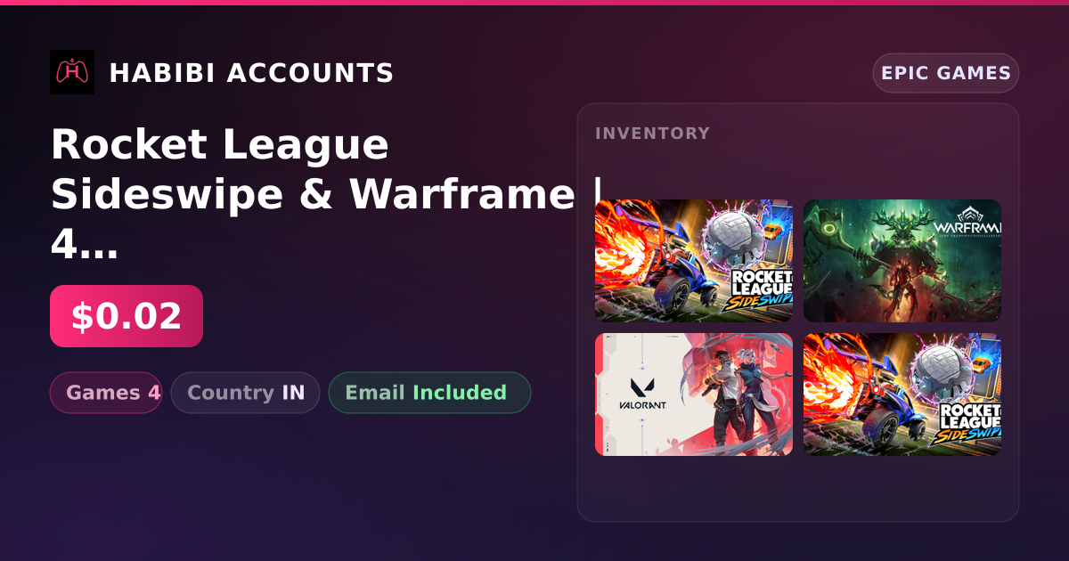 Rocket League Sideswipe & Warframe | 4 Games — HabibiAccounts