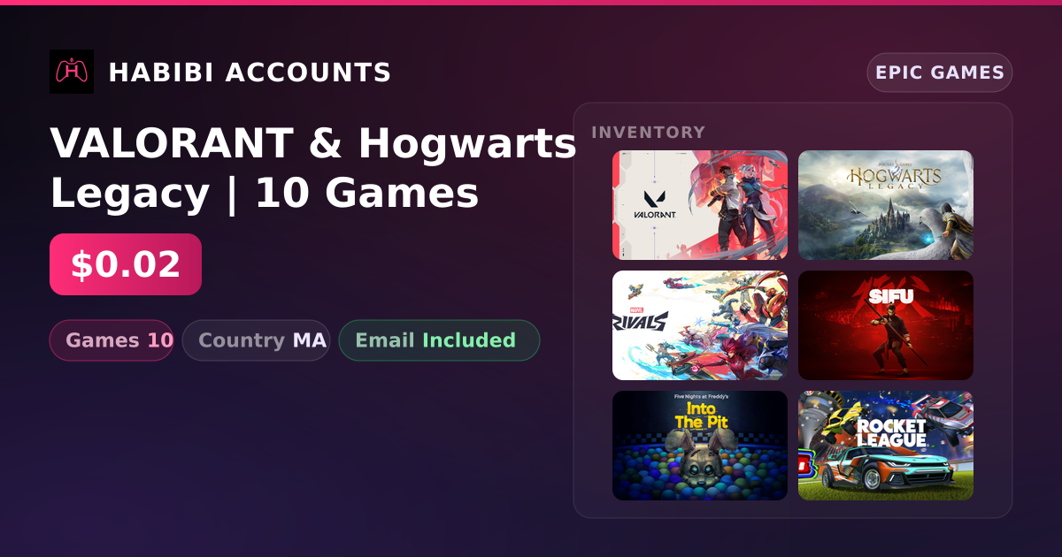 VALORANT & Hogwarts Legacy | 10 Games — HabibiAccounts