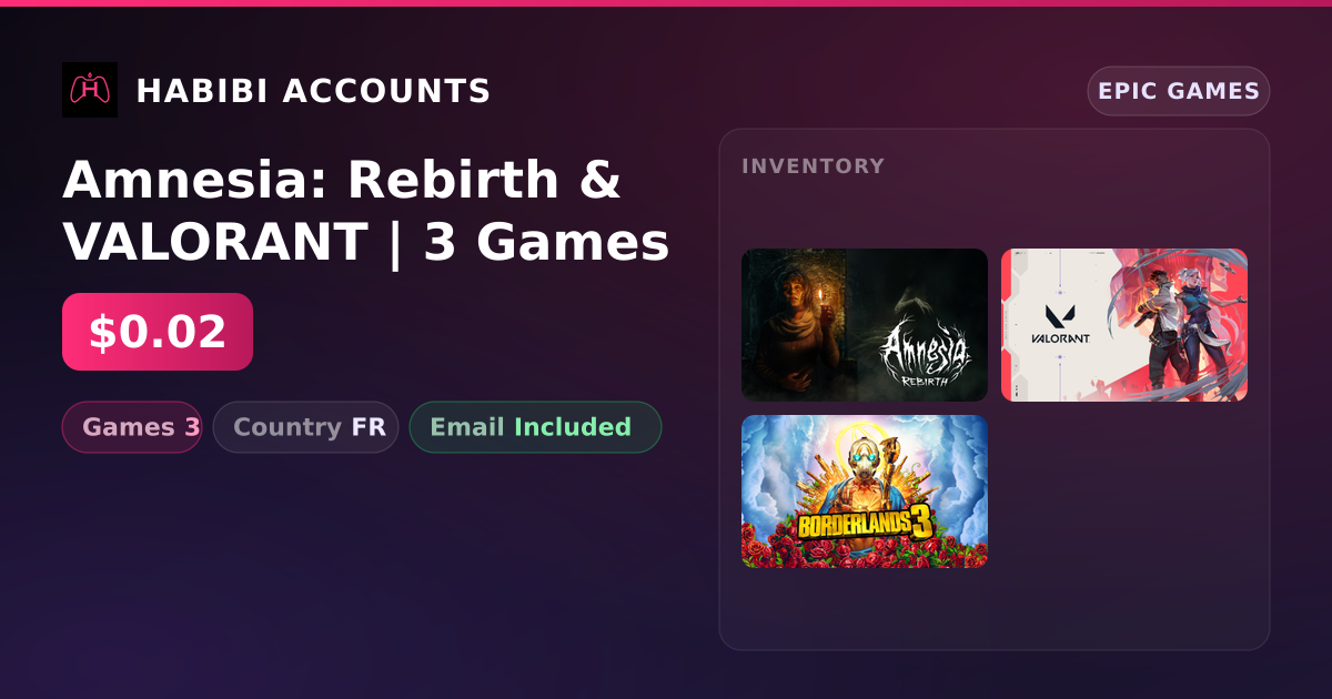 Amnesia: Rebirth & VALORANT | 3 Games — HabibiAccounts