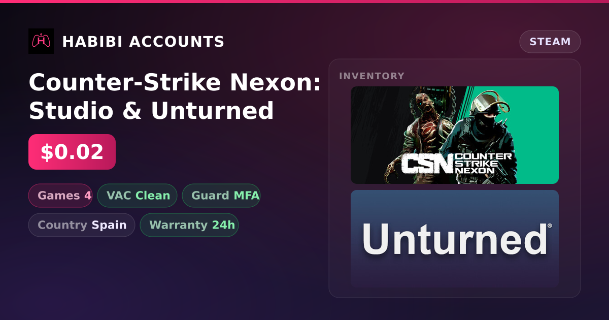 Counter-Strike Nexon: Studio & Unturned — HabibiAccounts