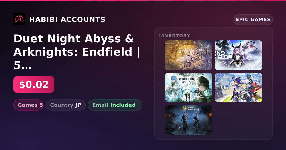 Duet Night Abyss & Arknights: Endfield | 5 Games — HabibiAccounts
