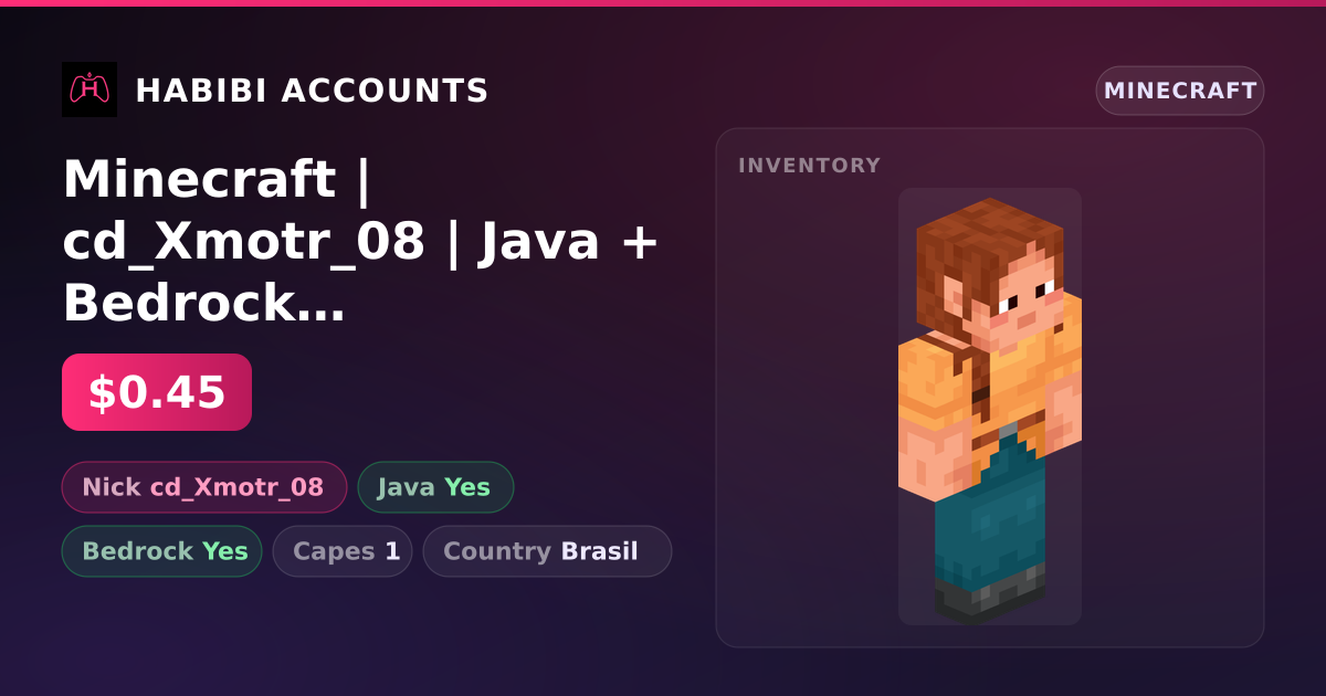 Minecraft | cd_Xmotr_08 | Java + Bedrock | 1 Capes — HabibiAccounts