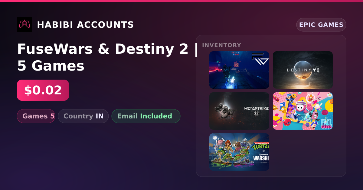 FuseWars & Destiny 2 | 5 Games — HabibiAccounts