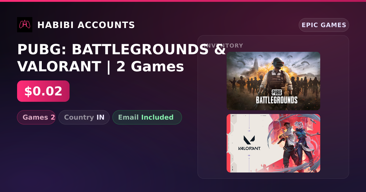 PUBG: BATTLEGROUNDS & VALORANT | 2 Games — HabibiAccounts