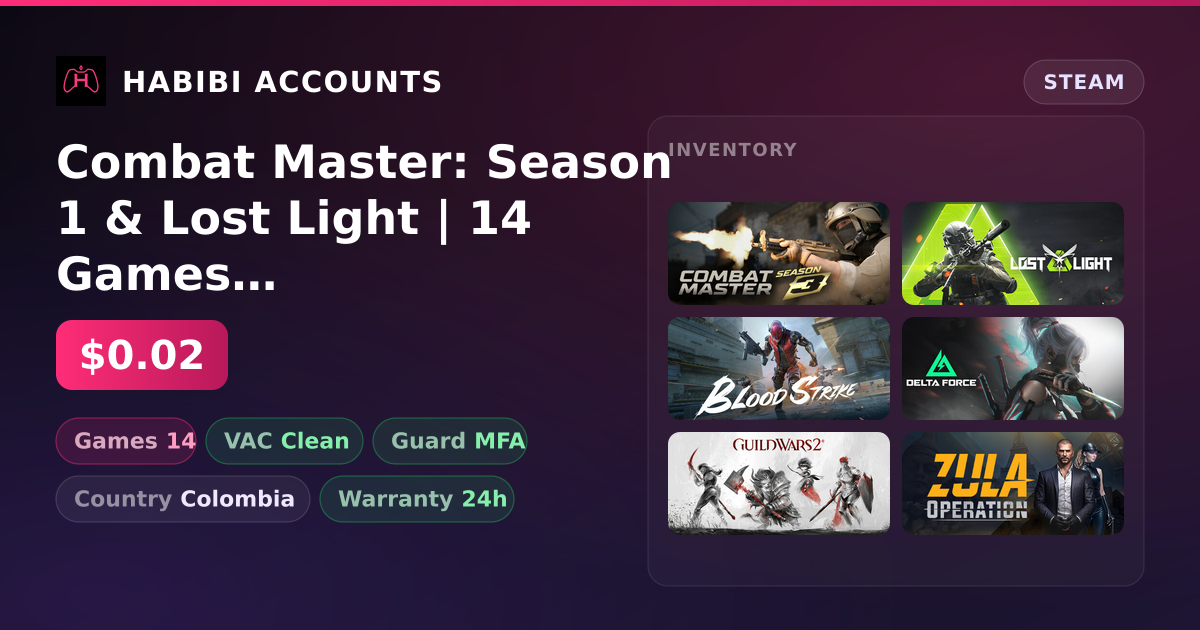 Combat Master: Season 1 & Lost Light | 14 Games | Clean — HabibiAccounts