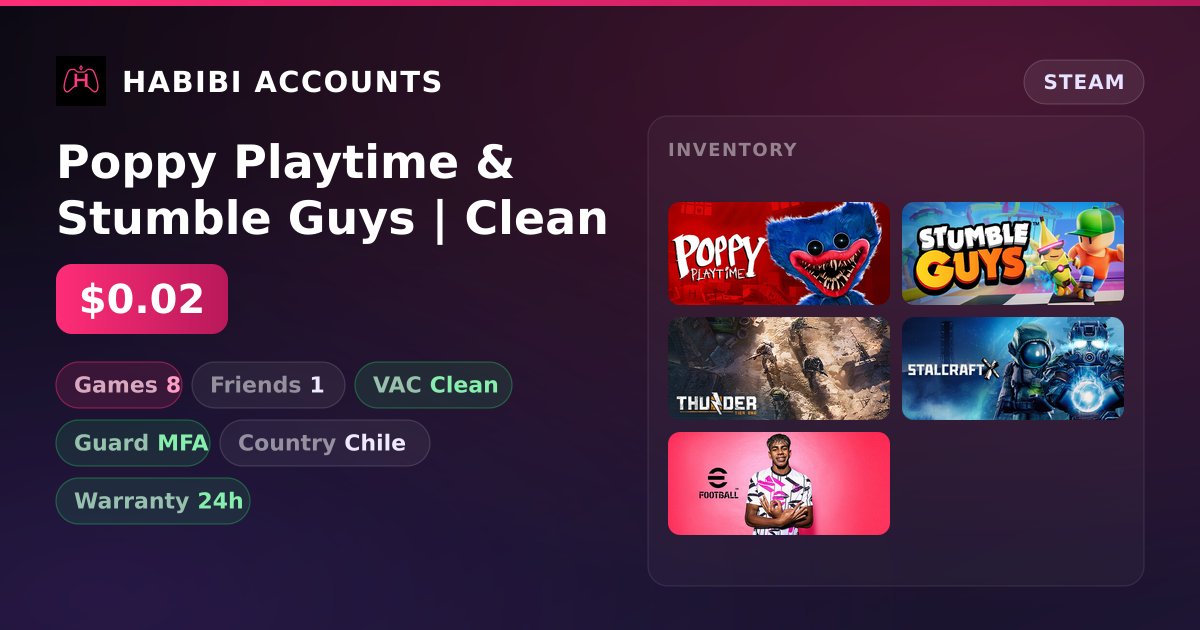 Poppy Playtime & Stumble Guys | Clean — HabibiAccounts