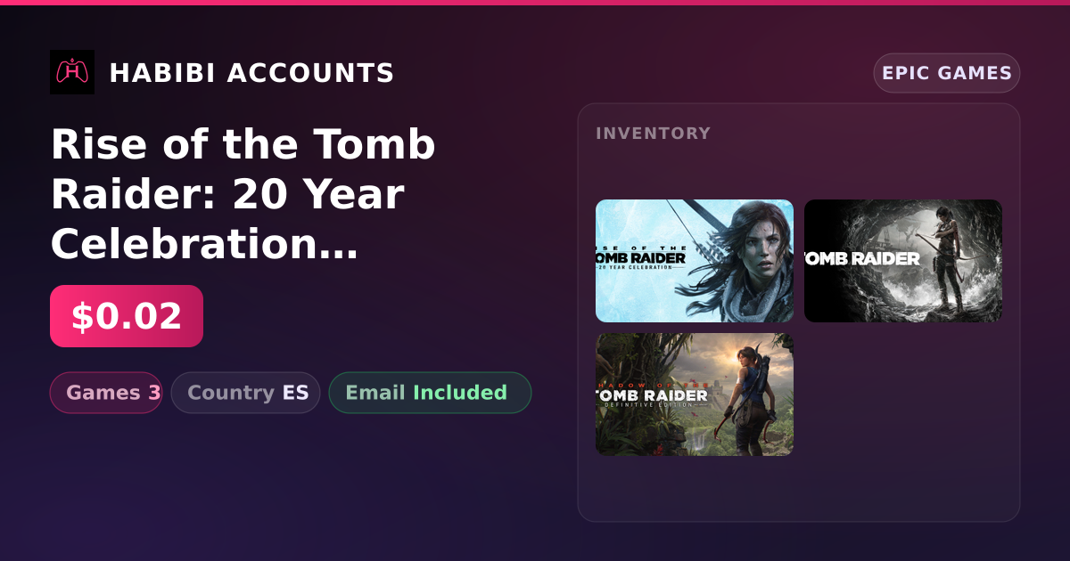 Rise of the Tomb Raider: 20 Year Celebration & Tomb Raider GAME OF THE YEAR EDITION | 3 Games — HabibiAccounts