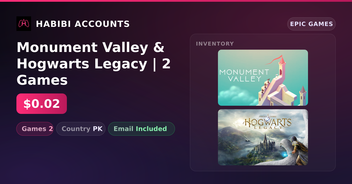 Monument Valley & Hogwarts Legacy | 2 Games — HabibiAccounts