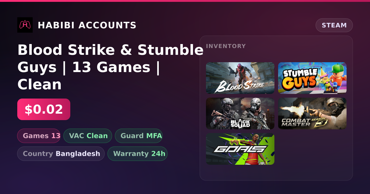 Blood Strike & Stumble Guys | 13 Games | Clean — HabibiAccounts