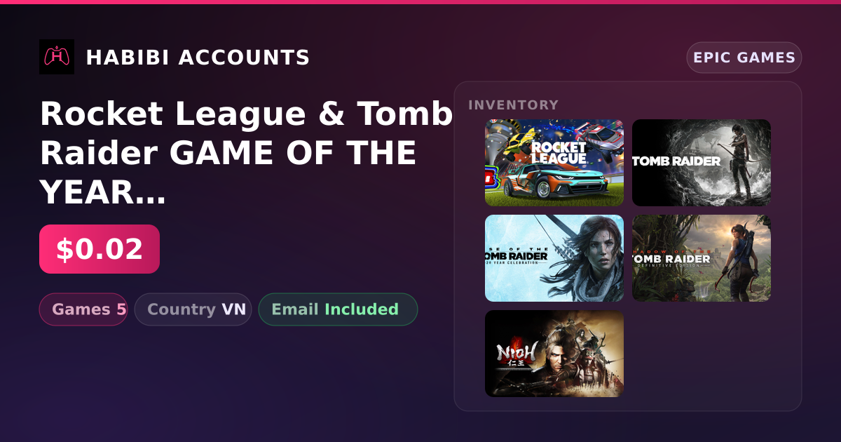 Rocket League & Tomb Raider GAME OF THE YEAR EDITION | 5 Games — HabibiAccounts
