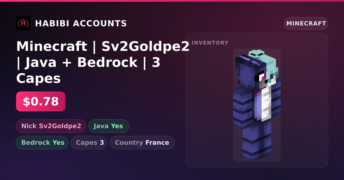 Minecraft | Sv2Goldpe2 | Java + Bedrock | 3 Capes — HabibiAccounts