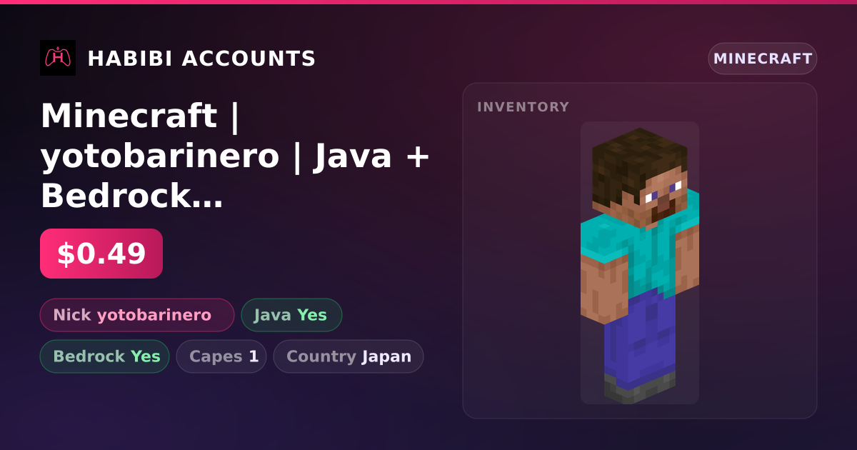 Minecraft | yotobarinero | Java + Bedrock | 1 Capes — HabibiAccounts