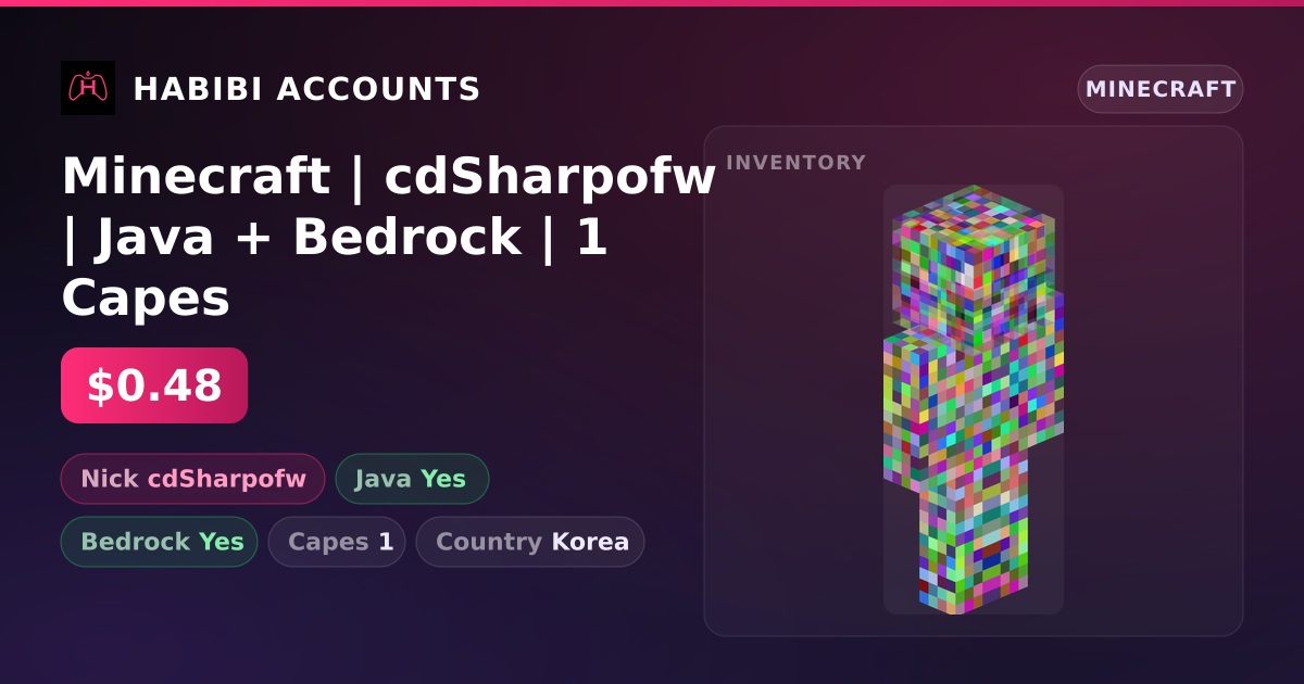 Minecraft | cdSharpofw | Java + Bedrock | 1 Capes — HabibiAccounts