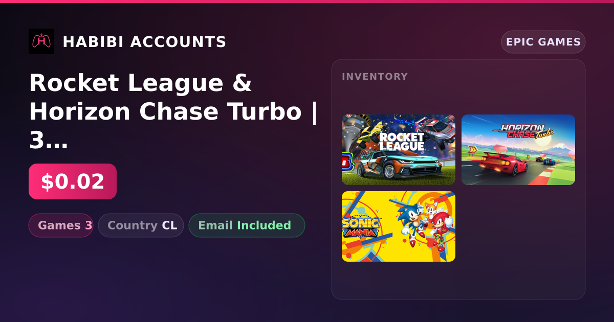 Rocket League & Horizon Chase Turbo | 3 Games — HabibiAccounts
