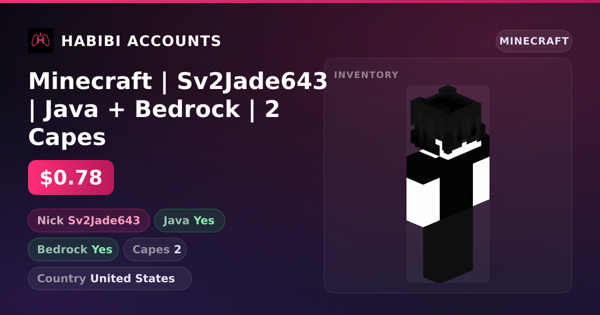 Minecraft | Sv2Jade643 | Java + Bedrock | 2 Capes — HabibiAccounts