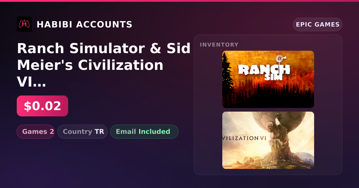 Ranch Simulator & Sid Meier's Civilization VI | 2 Games — HabibiAccounts