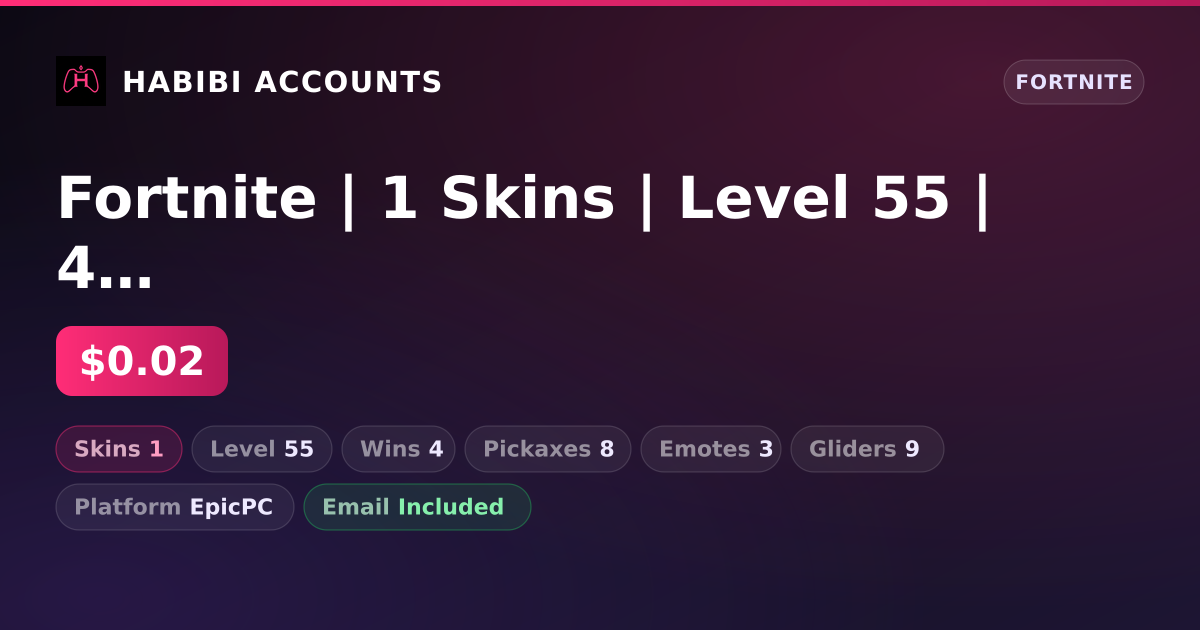 Fortnite | 1 Skins | Level 55 | 4 Wins — HabibiAccounts