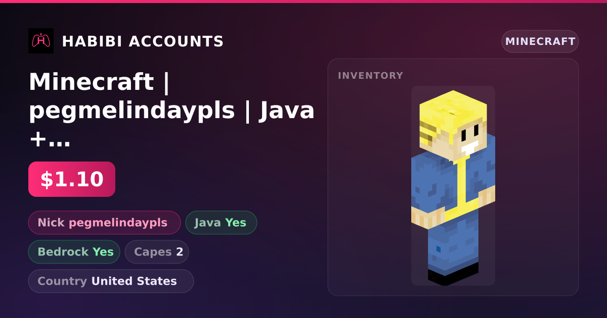 Minecraft | pegmelindaypls | Java + Bedrock | 2 Capes — HabibiAccounts