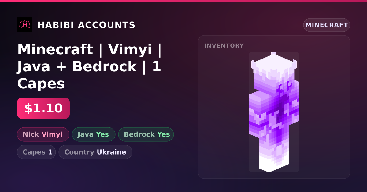 Minecraft | Vimyi | Java + Bedrock | 1 Capes — HabibiAccounts
