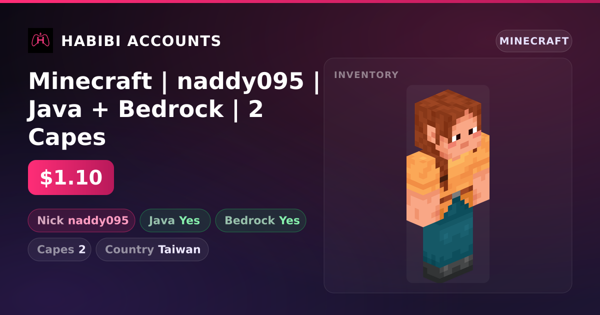 Minecraft | naddy095 | Java + Bedrock | 2 Capes — HabibiAccounts