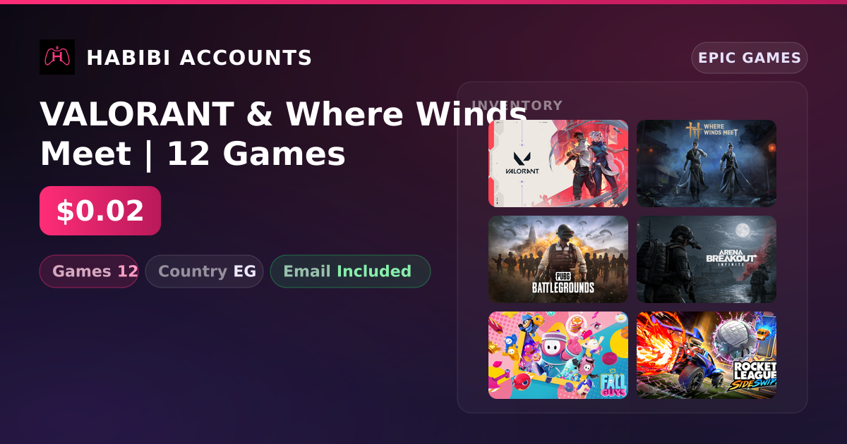 VALORANT & Where Winds Meet | 12 Games — HabibiAccounts