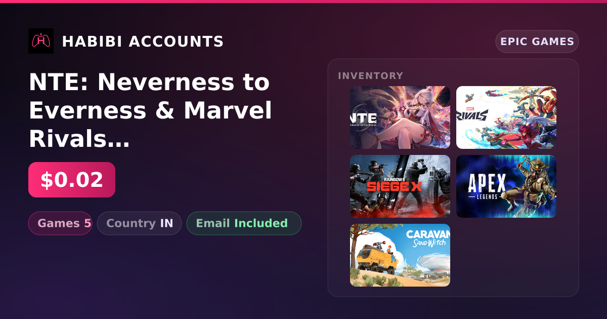 NTE: Neverness to Everness & Marvel Rivals | 5 Games — HabibiAccounts
