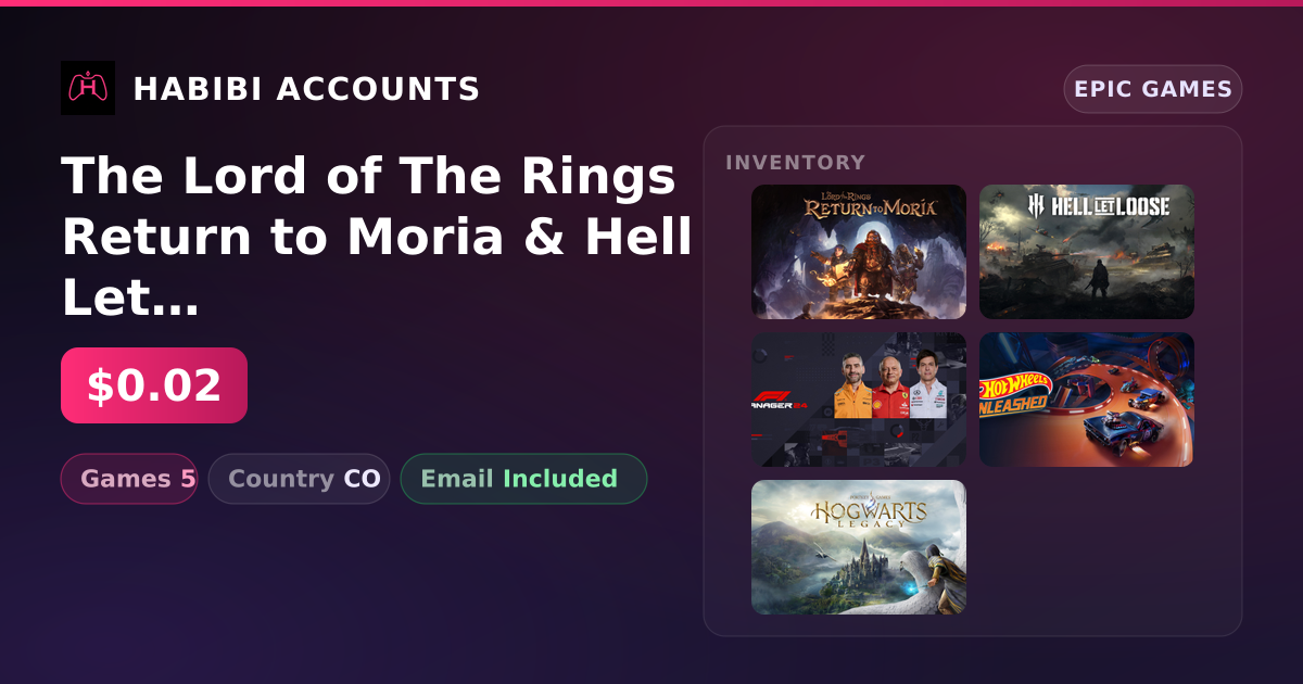The Lord of The Rings Return to Moria & Hell Let Loose | 5 Games — HabibiAccounts