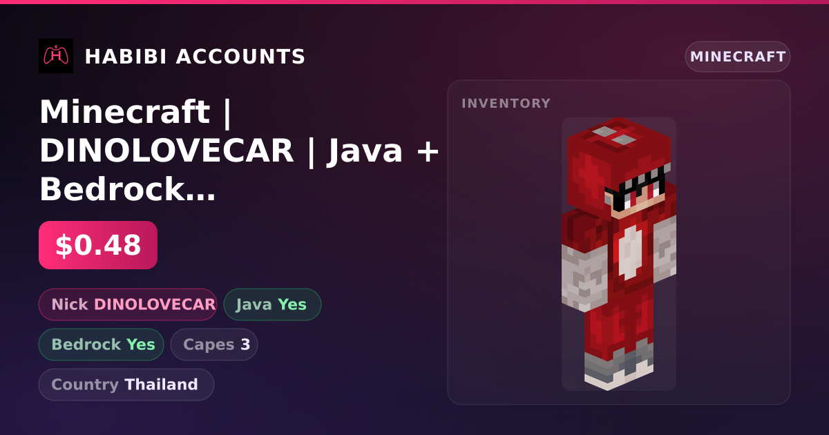 Minecraft | DINOLOVECAR | Java + Bedrock | 3 Capes — HabibiAccounts