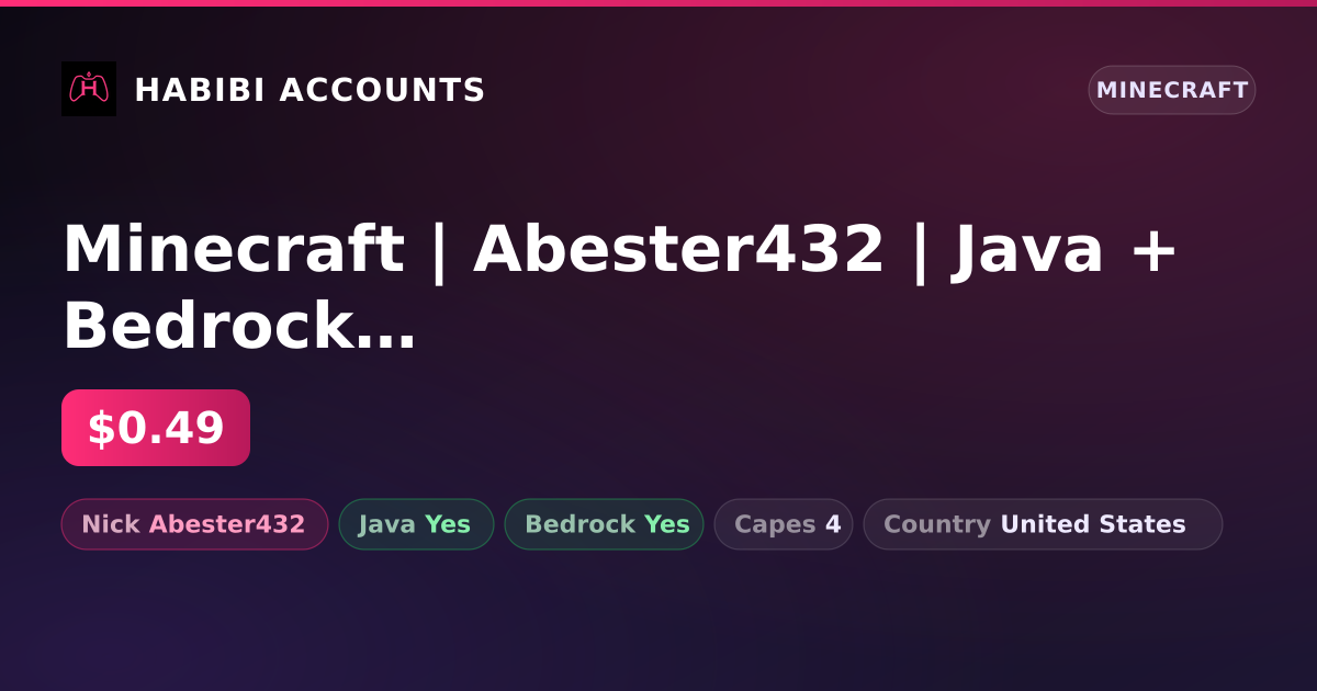 Minecraft | Abester432 | Java + Bedrock | 4 Capes — HabibiAccounts